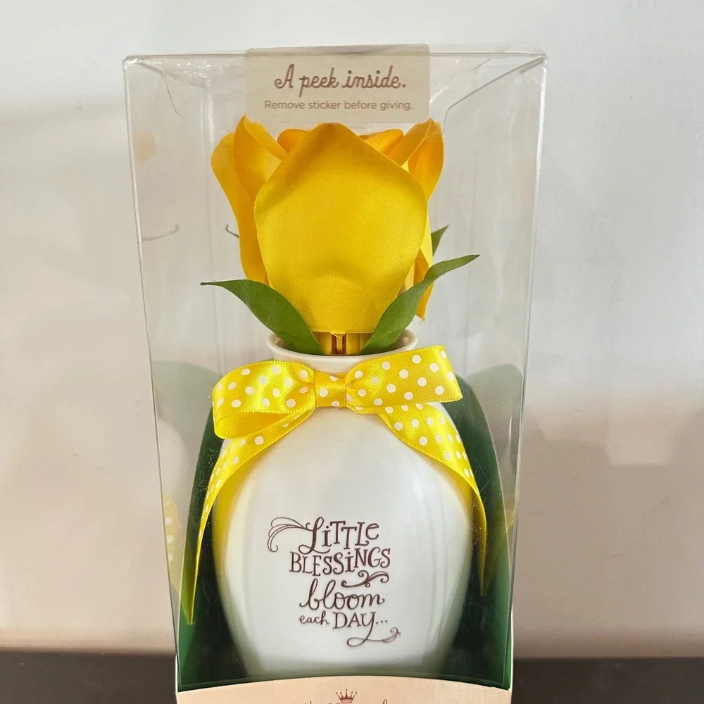 Hallmark Blooming Expressions Yellow Rose Animated Flower Vase Little Blessings